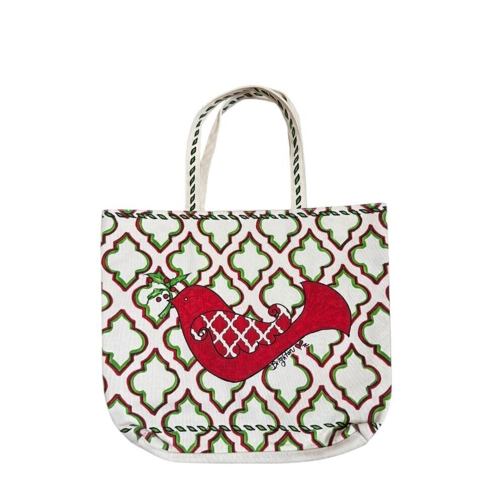 Brighton “Love and Joy” Holiday Canvas Tote | Exclusive Festive Bag | 14"x18.5"x